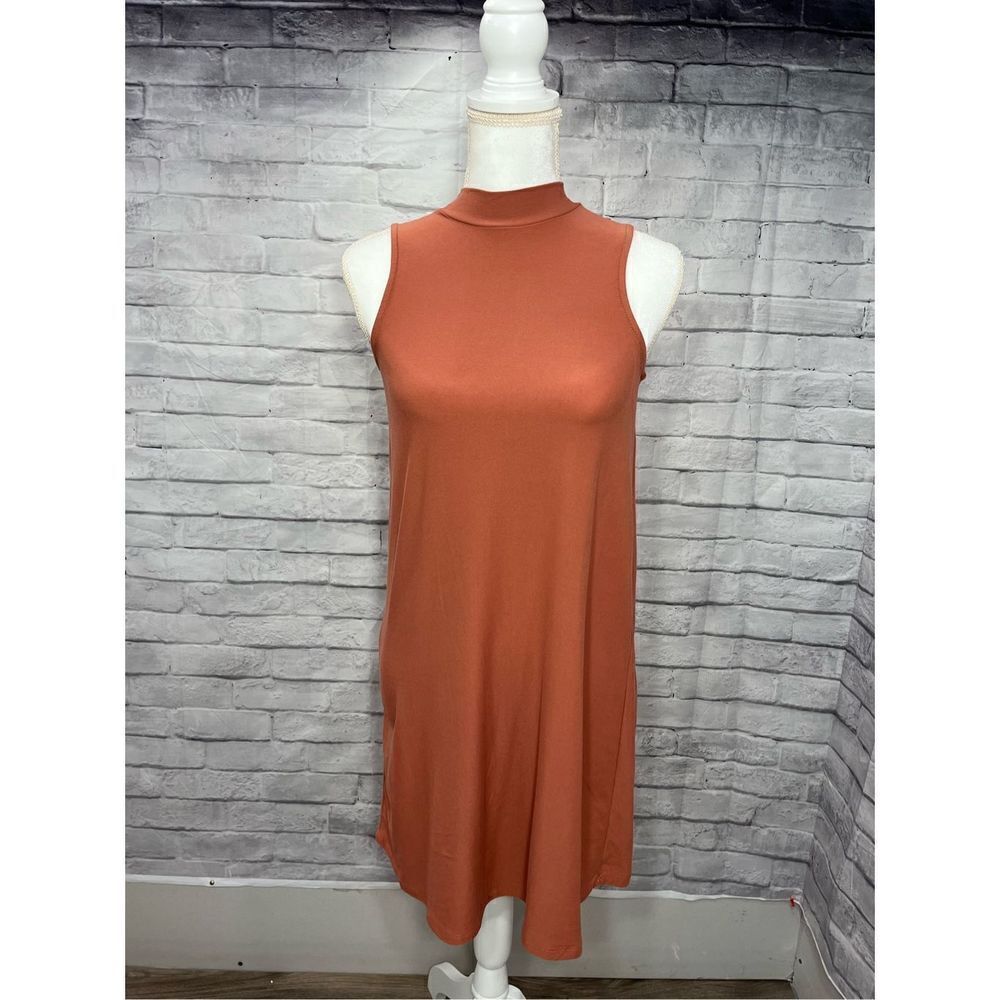 Pink Rose Mock Neck Sleeveless Swing Dress